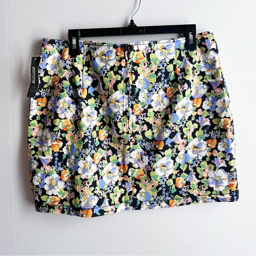 Wild Fable Floral Notch Front Seamed Mini Skirt Denim Jean Target Women 14 NEW - Picture 4 of 8